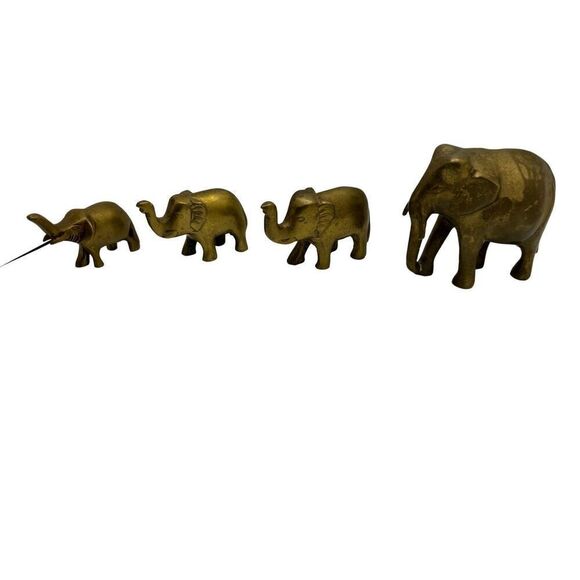 Vintage Collectible Solid Brass Elephant Figurines (4 Sizes) - Picture 1 of 4